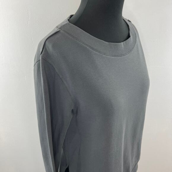 NANCY ROSE Gray Lightning Bolt Top Cotton Side Slit Crew Neck Performance Size 4 - Picture 7 of 10